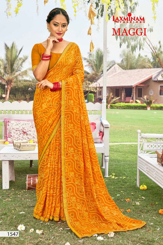 Laxminam Maggi Fancy Ethnic Wear Wholesale Printed Georgette Sarees Catalog
